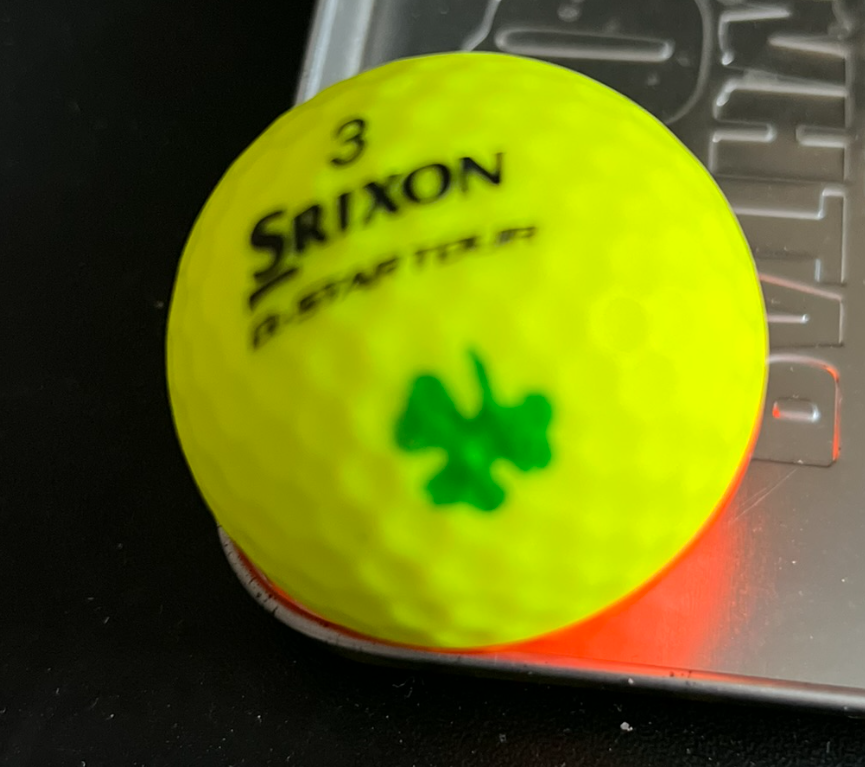Srixon golf ball with clover marking